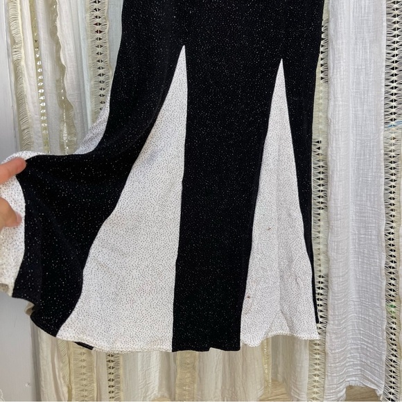 Vintage Cache Beaded Godet Fishtail Pleated Prom Evening Gown Maxi Dress S/M - Picture 8 of 12